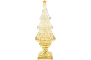 DRomance LED Light Up Musical Snow Globe Christmas Tree, 14 Inch Tall Singing Snow Globe Christmas Tree Shaped with Pedestal