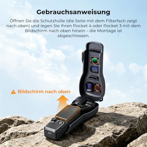 K&F CONCEPT PT61 Case Compatible with DJI Osmo Pocket 4 with Filter Storage, Hard Case with Soft Inner Lining, Specially Designed for Pocket 4 & Easy Open/Close, black, Portable