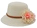 Summer Baby Girl Half a Flanging Straw Hat Beach Sun Cap with Two Flowers,White