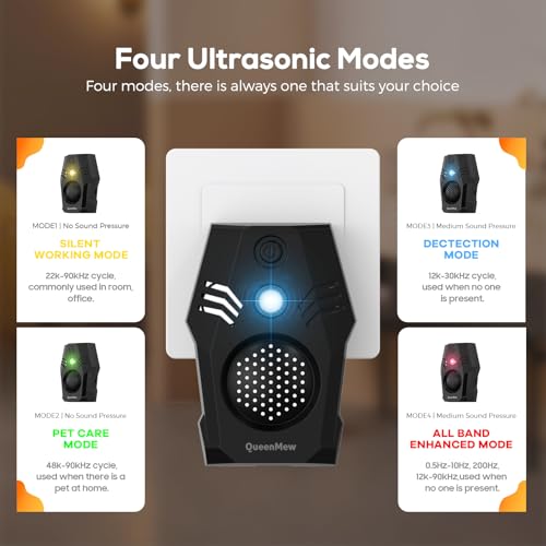 Ultrasonic Mice Repeller Mice Repellent Connect 4 Modes and Two Power Options Mosquito Repellent Control Device for Rat Insects Ants