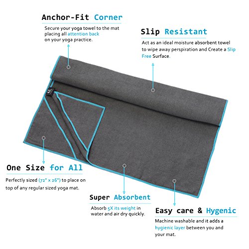 image for Ewedoos Yoga Mat Towel - Super Soft, Sweat Absorbent, Non-Slip Bikram 