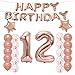12th Birthday Decorations Party Supplies,12th Birthday Balloons Rose Gold,Number 12 Mylar Balloon,Latex Balloon Decoration,Sweet 12th Birthday for Photo Props