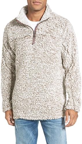 Mens Frosty Tipped 1/4 Zip Pile Pullover Jacket Solid Silky Pile Vintage Pebble Pile Pullover Hoodie Hooded Sweatshirt (Brown, XXX-Large)