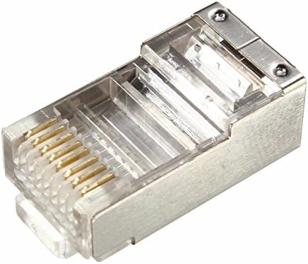 CLAKION 100Pcs Metal Shielded RJ45 8P8C CAT5 Crimp Connector Keystone Jack
