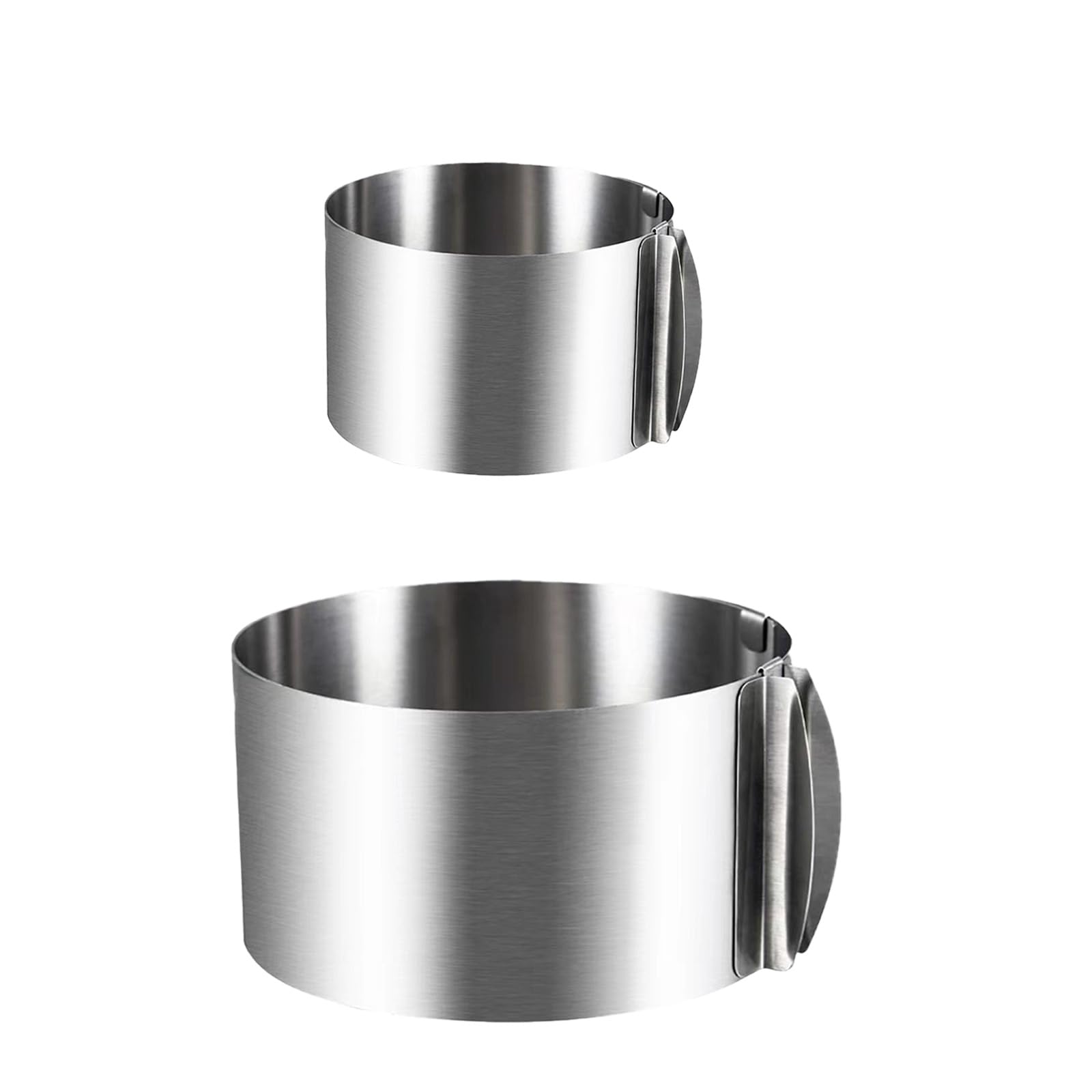 2 Pcs Adjustable Round Cake Cutters,Stainless Steel Circle Cookie Cutter- Non-Stick Cookie Rings for Baking, Crumpets, Eggs, Pastry, Mousse & Desserts