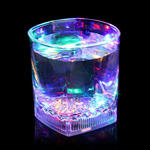 Transer Distinctive Flashing Led Wine Glass Light Up Barware Drink Cup Party Wedding (C, Clear)