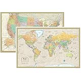 RMC Classic United States USA and World Wall Map Set (Laminated)