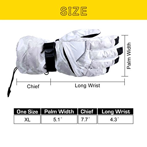 Snow Gloves Outdoor Ski Gloves Unisex Mittens Winter Thick Work Gloves Waterproof Insulated Gauntlet for Cycling, Working, Skiing, Snowboarding, Sledding, Shoveling and Snowballs (Camo)