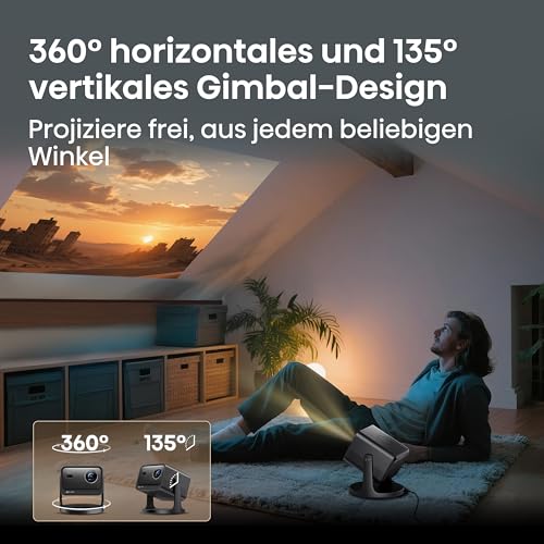 Hisense Laser Mini Projector C3, 65"-300" Projektionsgröße, 4K,IMAX Enhanced,Optischer Zoom1.0-1.3:1,Purer Dreifarbenlaser,2500 Lumen Helligkeit,Dolby Vision,Sound by JBL,3D,240Hz,Gimbal Design 10