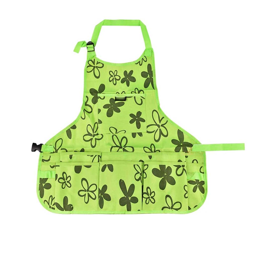 XLKJ Garden Apron Multifunctional Multi-pocket Apron for Kitchen, Garden, Ceramic, Crafts Adjustable Green Print