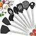 Twichwares Kitchen Utensil Set Cooking - Silicone Nonstick cookware with Stainless Steel Handle - Spatula, Ladle, Tongs, Whisk, Pasta Server Kitchen Accessories