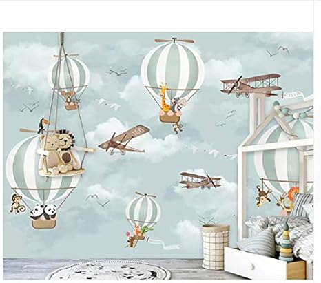 Amazon Pvc カスタムメイド 3d壁紙 漫画 熱気球 飛行機 アニメ 動物 遊び場 背景 壁 3d 壁紙 300x0cm St45gdfh64fgh1vhf6x1875 壁紙