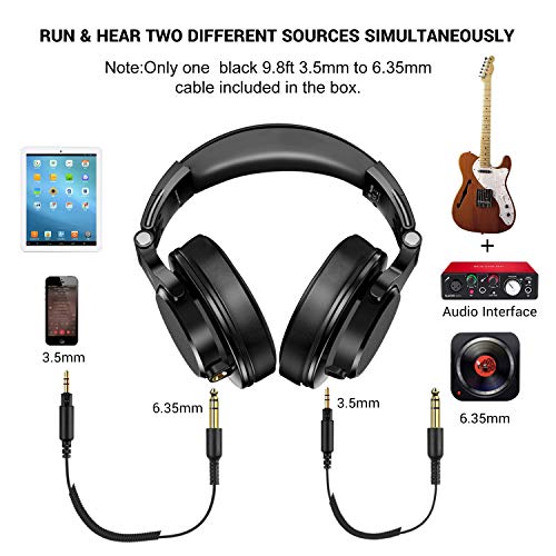 Bopmen-Over-Ear-Headphones-Wired-Studio-Headphones-with-Shareport-Foldable-Headsets-with-Stereo-Bass-Sound-for-Monitoring-Recording-Keyboard-Guitar-Amp-DJ-Cellphone-Black