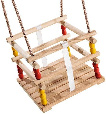 Little Duck Bear Baby Wooden Swing Seat With Ropes - Varnished - For Children's Swing Frame.