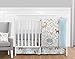Sweet Jojo Designs 11-Piece Blue, Grey and White Woodland Deer Fox Bear Animal Toile Girl or Boy Baby Bedding Crib Set Without Bumper