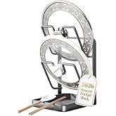 IENG Pot Lid Organizer Holder Kitchen Storage Rack While Cooking Inside Cabinet Pan Cover Countertop with Double U-Shaped Slots over the Stove Spoon and Rest for Cutting Board Stand Drip Tray