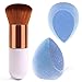 BEAKEY 2Pcs Makeup Sponge with 1Pc Kabuki Foundation Brush, Foundation Blending Sponge Latex-Free for Liquid Foundation