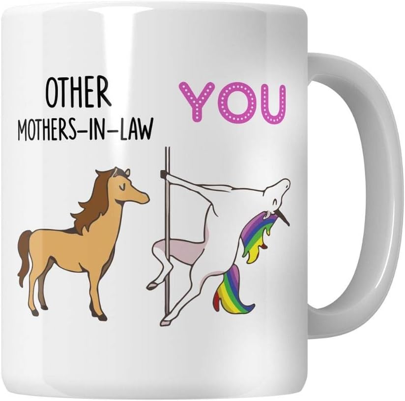 WG- Mother in Law Coffee Mugs, Funny Unicorn Mother in Law Mug, Gift for Mother in Law Birthday, White