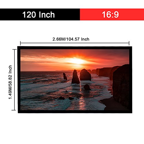 Excelvan Projector Screen 7 Pieces velvet Fixed Frame Active Shutter 3D 4K HD Ultra Ready 1.2 Gain For Home Theater Home Cinema (120 Inch 16:9)