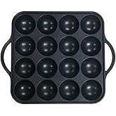 UPIT 16-Holes Takoyaki Maker Pan Plate for Stovetop, Nonstick Coating Aluminum, 7.7 x 7.7 inches