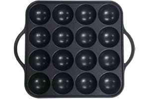 UPIT 16-Holes Takoyaki Maker Pan Plate for Stovetop, Nonstick Coating Aluminum, 7.7 x 7.7 inches