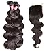 ALI JULIA 14 16 18+12 Inch Brazilian 10A Body Wave Hair 3 Bundles with 1PC 4x4 Free Part Lace Closure 100% Unprocessed Human Hair Weave Extensions Natural Color