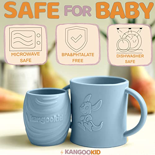 Kangookid Open Cup Set for Baby 2 Handled Open Tiny Cups for Toddlers