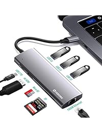 USB C Hub, HOGORE 8-in-1 Type C Hub Adapter with 4K USB C to HDMI,Ethernet,87W PD Charging,3USB3.0,SD Micro, Compatible with MacBook Pro Air,Dell XPS,Lenovo Yoga,Surface Go,HP Spectre,Galaxy S8 S9 Dex