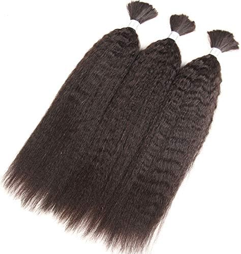 Kinky Straight Human Braiding Hair Bulk Bundle No Weft 100% Coarse Yaki Bulk Hair