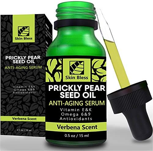 Prickly Pear Seed Oil — Pure Organic Barbary Fig Cactus Oil with Verbena for Face Hair & Body — LIFE CHANGING Skin Care Anti-Aging Treatment Moisturizer Serum for Wrinkles, Acne, and Dark Spots — USDA