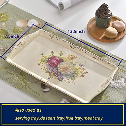 YOLIFE Flowering Shrubs Ivory Ceramic Tea Set,Porcelain Tea Cups Set,Tea Party Service Set for Adults