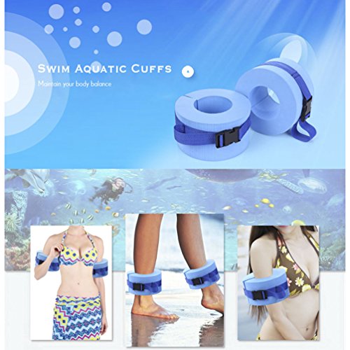 RUNACC Foam Aquatic Cuffs Hydrotherapy Ankle Cuff Swim Weights with Quick Release Buckle, Set of 2, Blue - Thumbnail 5