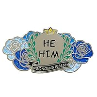 Dark Spark Decals He Him Pronouns Please Gender Identity Pin 1.75" Enamel Pin