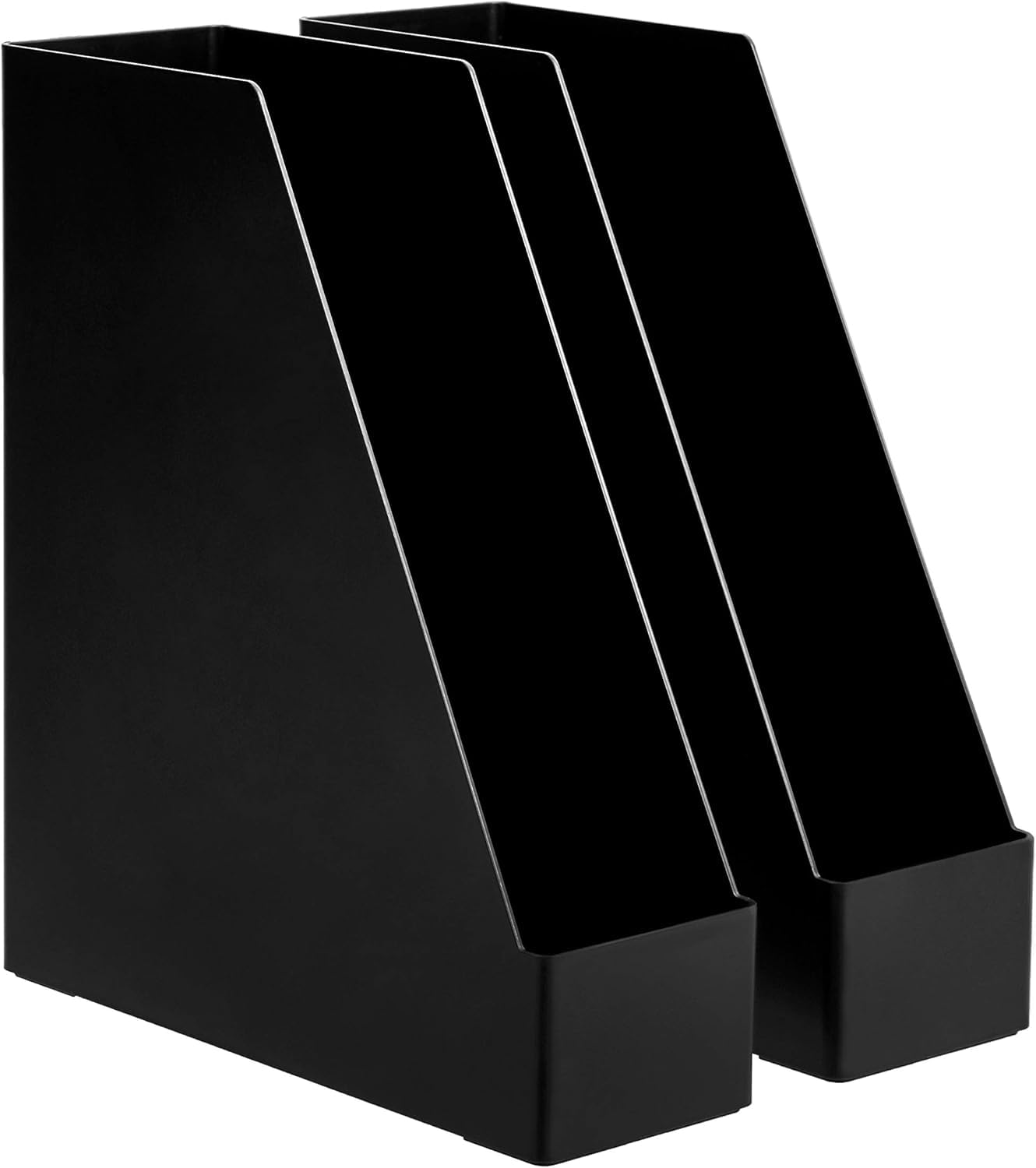 Amazon Basics Plastic Organizer - Magazine Rack, Black, 2-Pack