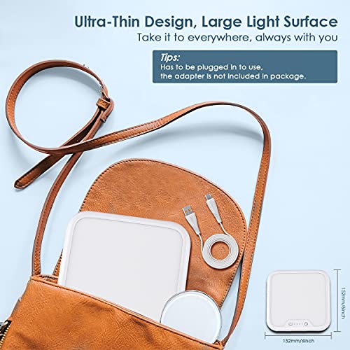 Guina Light Therapy Lamp, Ultra-Thin UV-Free 10000 Lux Therapy Light, Touch Control with Stepless Brightness Levels and 4 Timer Function, Memory Function, 90°Rotatable Stand for a Happy Life