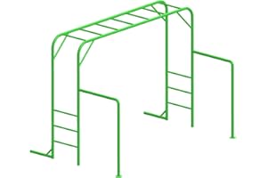 LeisureStar Outdoor Monkey Bar Set with Climbing Frame, Gymnastics bars, Playground Sets for Backyards, Metal Monkey Bars for Kids Age 3 and Up, Backyard Playground Set with Powder Coated Steel, Green
