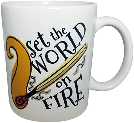 Positive Mug Set The World On Fire by Flirtee Brands 11oz Ceramic Coffee Mug | Long Lasting Dishwasher/Microwave Safe Mug Motivational Quote Gel Ink