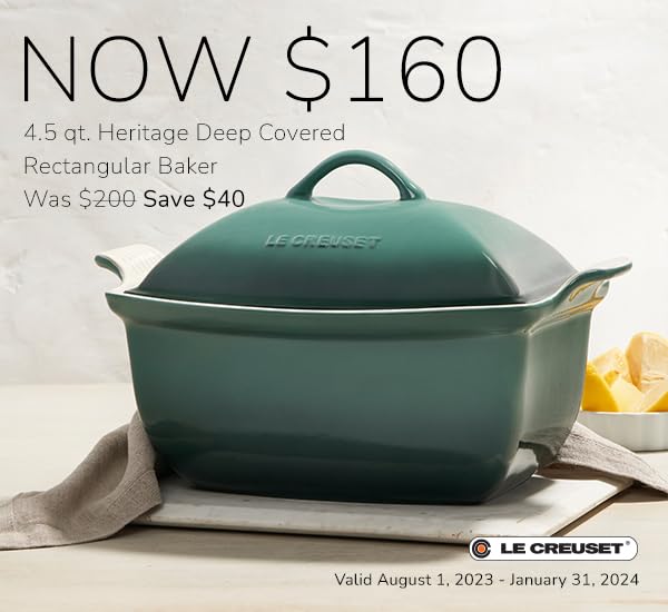 Le Creuset Heritage Stoneware Deep Baker with Lid, 4.5 qt., Artichaut
