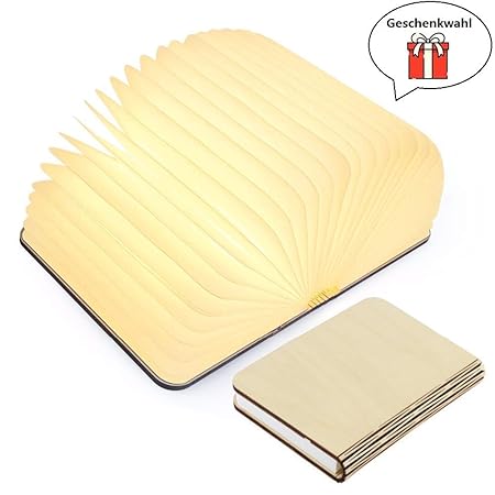Yuanj Hölzerne faltende Buch-Lampe - magnetisches LED-Licht -dekorative Lichter, Schreibtisch-Lampe mit Akku 2500 mAh - warme
