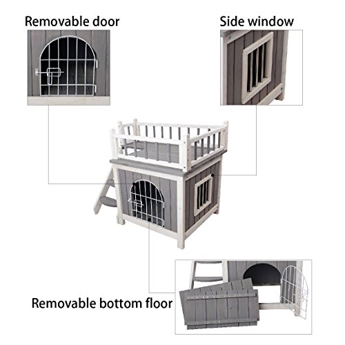 Petsfit-Indoor-Wooden-DogPetCat-House-with-Stairs