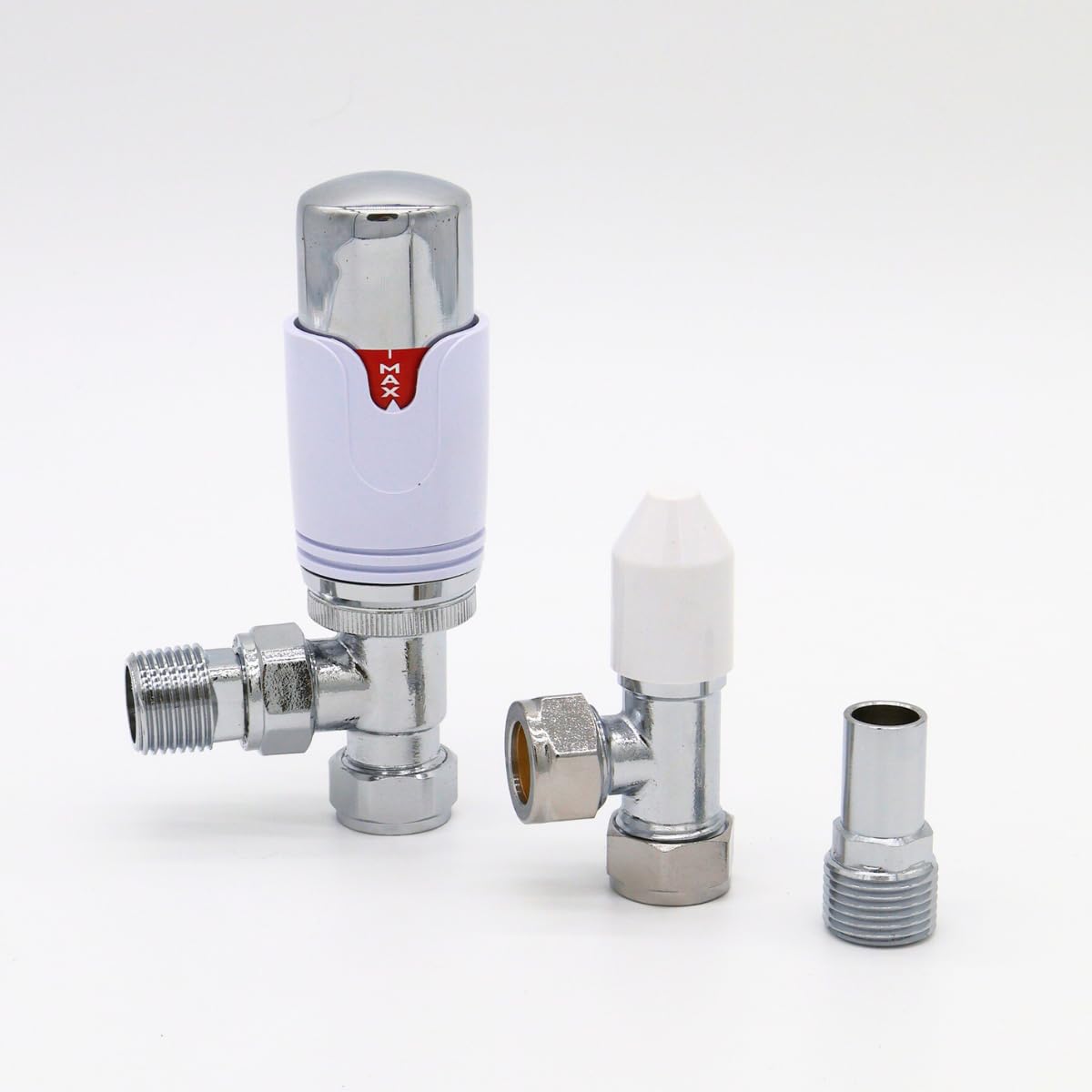 Plumb Bliss Modern Thermostatic TRV Valve (15mm x 1/2") Angled with Lockshield (1)