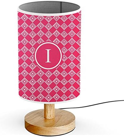[ INITIAL LETTER I ] Monogram Name USB POWERED Wood Base Desk Table Bedside Lamp [ Geometric Patterns ]