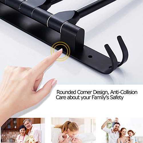 Towel Rack Holder, Towel Bars Holder Swing Towel Racks Wall Mounted Towel Holder with Hooks 3-Bar Oil Rubbed Bar Swivel Hanger Swivel Towel Rack Towel Holder Swing Bar Rack Towel Bar Swivel Hanger - Thumbnail 2