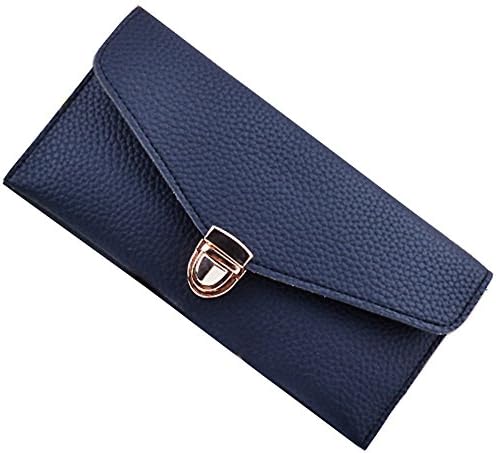 VLCQNHI RFID Blocking Wallet for Women Genuine Leather Ladies Large Card Holder Clutch Bifold Purse with Zipper Pocket Colorsize Medium Blue1