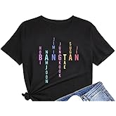 Tshirts for Bangtan Boys Women Sleeve Member Name Letter Printed T-Shirt Merchandise for Korean POP Merch