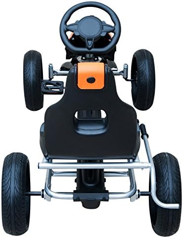 HOMCOM Kart à pédales Go-Kart Enfants 122L x 60l x 70H cm Ø Roues 29 cm siège Ergonomique Orange Noir