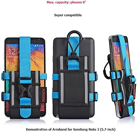 RIMIX Adjustable, Stretchable and Breathable Sports Armband for iPhone 6, 6s and other Smartphones, 6 ways to wear (Blue, Regulated Version)