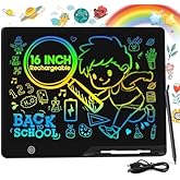 POPERFUN 16 Inch LCD Writing Tablet for Kids, Rechargeable Erasable Doodle Board Colorful Toddler Drawing Pad, Preschool Learning Toys Christmas Birthday Gift 3 4 5 6 7 Year Old Girls (Black)