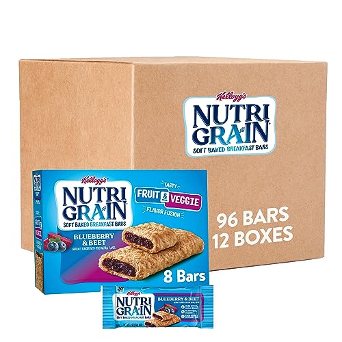 NutriGrain Fruit and Veggie Soft Baked Breakfast Bars, Made with Whole