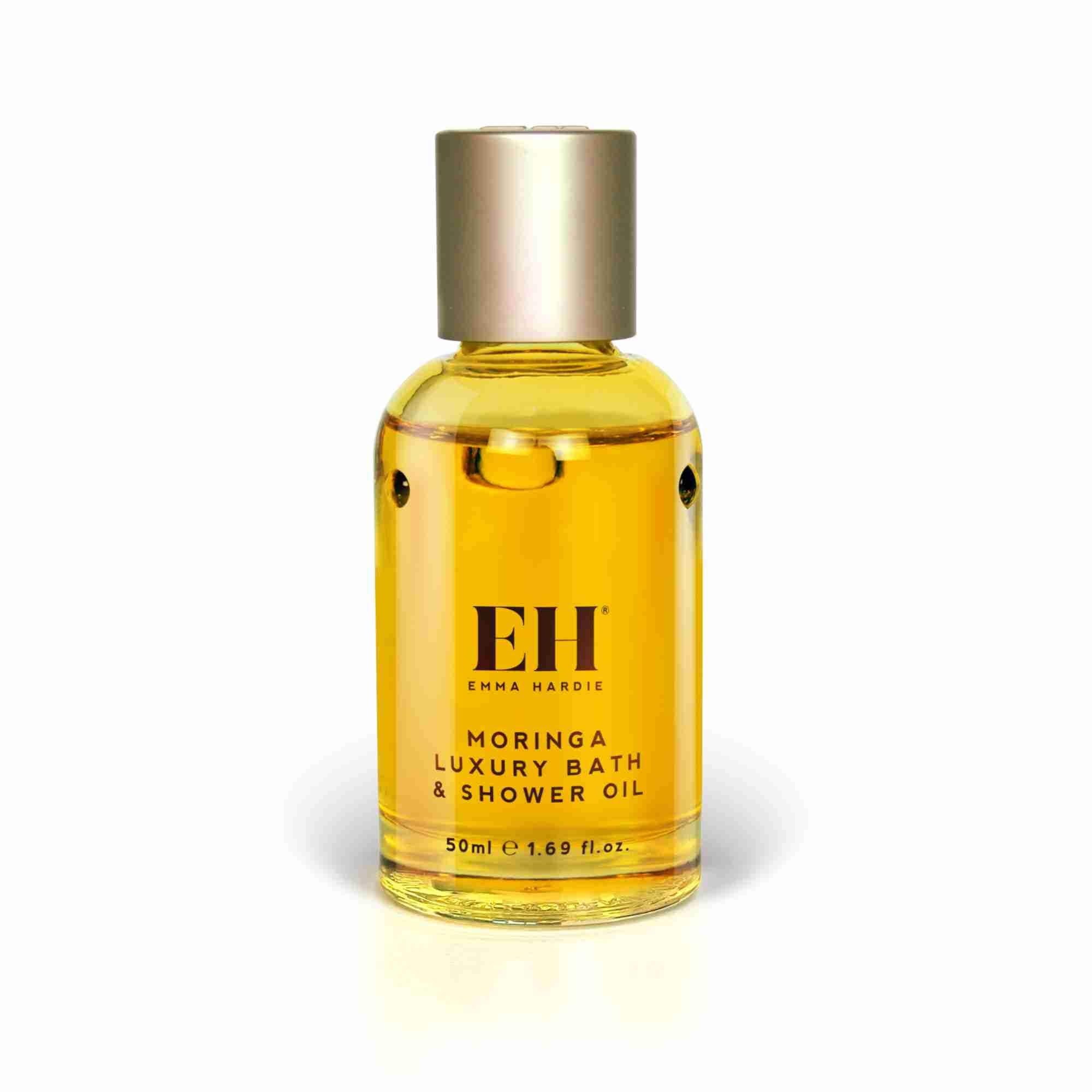 Emma Hardie 50ml Moringa Luxury Bath & Shower Oil, Reduces Dryness & Irritation, Helps to Relax, Moisturise, Nourish and Soften Your Dry Skin, with Moringa Seed Oil, Vegan & Cruelty Free